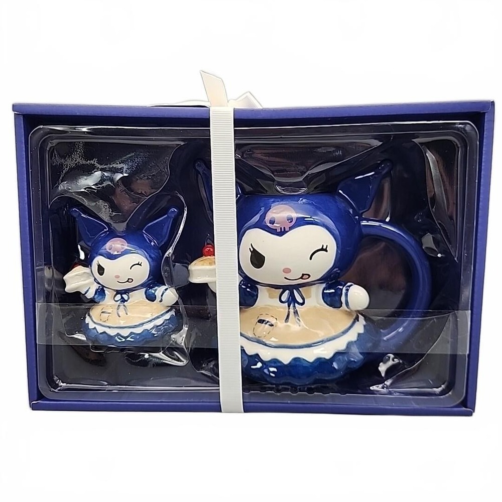 Blue Sky Clayworks Kuromi Western Prairie Blue Dress Mug & Figurine Set Sanrio